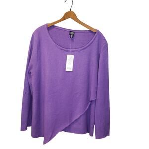 NWT Eileen Fisher Felted Wool Angora Purple Asymmetrical Long Sleeve Sweater 2X
